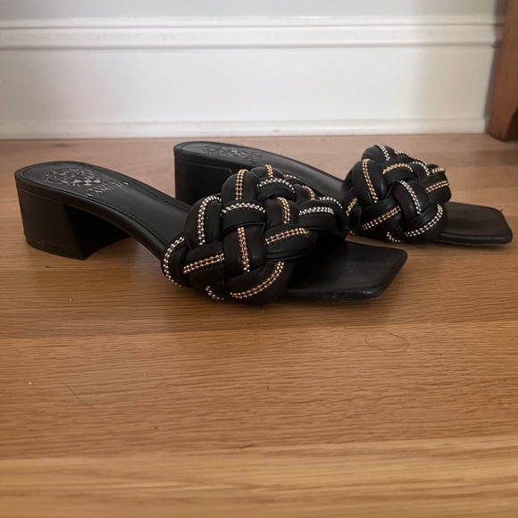 Vince Camuto Metallic Braided and beaded sandal with slight heel - Picture 3 of 5